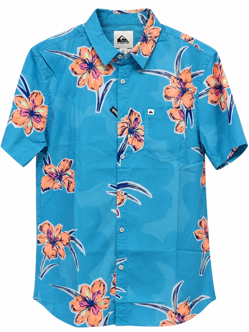 Quiksilver Apero Organic Classics Shirt Men’s L Navagio Bay Floral NWT